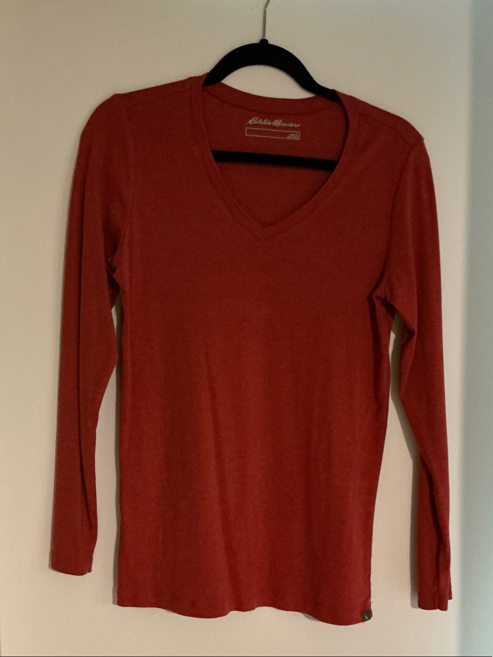 Eddie Bauer Long Sleeve V-Neck Top - Burnt Orange